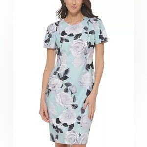 Calvin Klein Women's Floral-Print Puff-Sleeve Sheath Dress